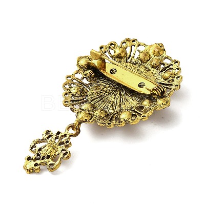 Retro Alloy Rhinestone Oval Brooch JEWB-B022-01AG-01-1