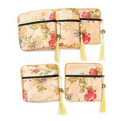 Chinese Style Floral Cloth Jewelry Storage Zipper Pouches AJEW-D063-01D-1