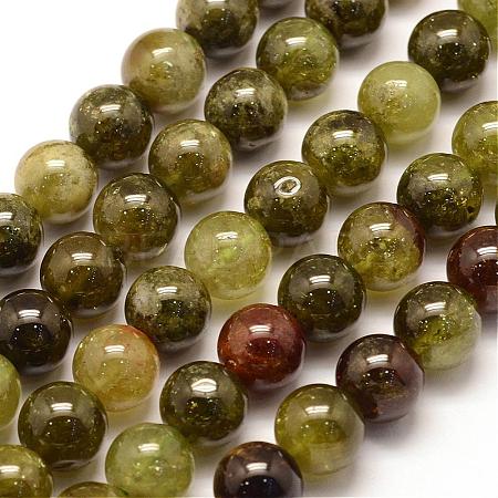 Natural Green Garnet Beads Strands G-G661-10mm-1