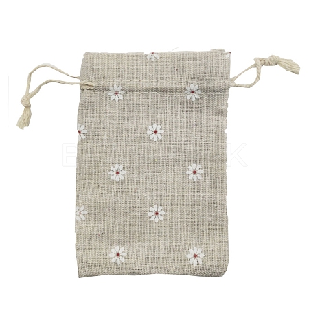 Printed Cotton Imitation Burlap Packing Pouches Drawstring Bags PW-WG7B662-19-1
