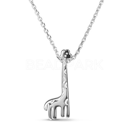 SHEGRACE Cute Design Rhodium Plated 925 Sterling Silver Giraffe Pendant Necklace JN239A-1