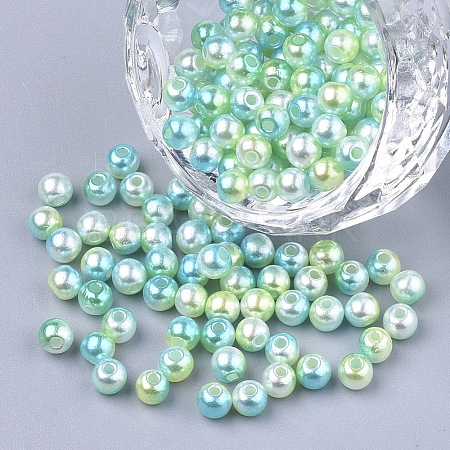 Rainbow ABS Plastic Imitation Pearl Beads OACR-Q174-12mm-03-1