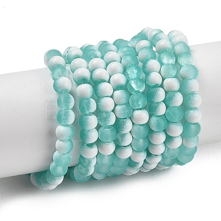 Frosted Crackle Glass Beads Strands GLAA-U001-4mm-M02-1