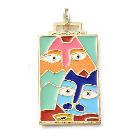 Brass Micro Pave Cubic Zirconia Pendant with Enamel KK-H458-02G-A03-1
