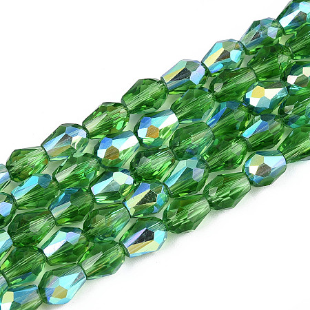 Transparent Electroplate Glass Beads Strands EGLA-N023-6x8mm-A09-1