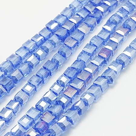 Electroplate Glass Beads Strands X-EGLA-D018-8x8mm-61-1