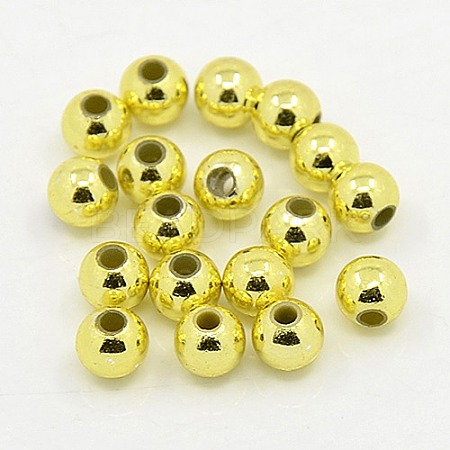 Plating Plastic Acrylic Round Beads PACR-L003-14mm-G-1