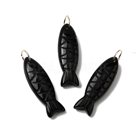 Natural Obsidian Carved Pendants G-G314-01G-07-1