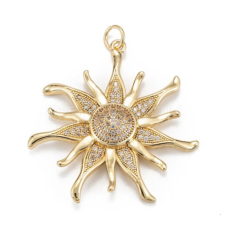 Brass Micro Pave Clear Cubic Zirconia Pendants LS-ZIRC-P086-31G-1