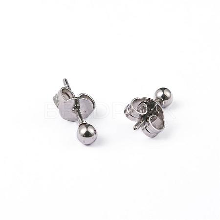 Tarnish Resistant 304 Stainless Steel Ball Stud Earrings EJEW-2224-3mm-P-1