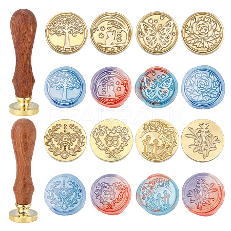 8Pcs 8 Style Wax Seal Brass Stamp Head DIY-SD0001-43-1