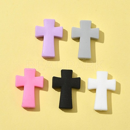 5Pcs 5 Colors Cross Silicone Focal Beads SIL-FS0001-07-1