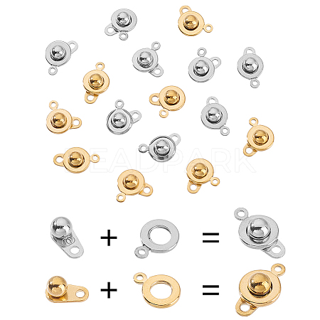 16 Sets 2 Colors 201 Stainless Steel Snap Clasps STAS-HY0001-90-1