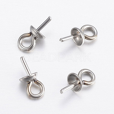 304 Stainless Steel Cup Pearl Peg Bails Pin Pendants STAS-H452-01P-1