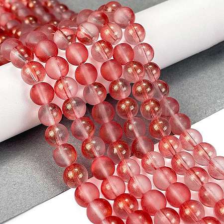 Frosted Transparent Glass Bead Strands GLAA-P065-8mm-06-1