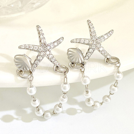 Starfish Brass Stud Earrings WH-WGC6CD4-01-1