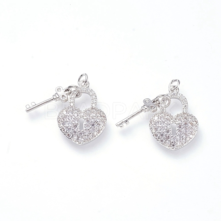 Brass Micro Pave Cubic Zirconia Pendants ZIRC-G156-04P-1