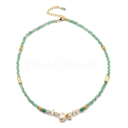 Natural Pearl & Natural Gemstone Beaded Necklaces NJEW-M214-08G-1