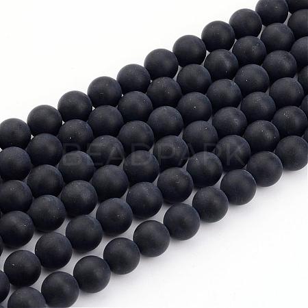 Natural Black Agate Bead Strands G-H056-10mm-1