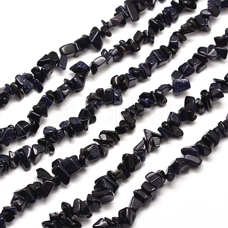 Synthetic  Blue Goldstone Chip Bead Strands X-G-M205-41-1