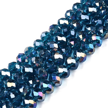 Electroplate Glass Beads Strands X-EGLA-A044-T8mm-B27-1