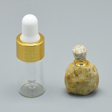 Natural Fossil Coral Openable Perfume Bottle Pendants G-E556-01A-1