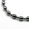 Non-magnetic Synthetic Hematite Oval and Round Beaded Necklaces X-NJEW-F051-03-2