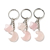 Reiki Natural Rose Quartz Moon & Star Pendant Keychains KEYC-P015-02P-04-1