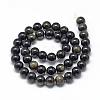 Natural Golden Sheen Obsidian Beads Strands G-R446-16mm-22-2