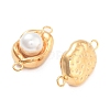 304 Stainless Steel Pave ABS Pearl Connector Charms STAS-S131-01G-2