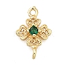 Brass Green Cubic Zirconia Clover Connector Charms LS-KK-Q048-12G-1