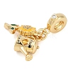 Rack Plating Brass Clear Cubic Zirconia European Dangle Charms KK-P287-16G-2