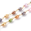 1 Strand Dyed Handmade Cultured Freshwater Rice Pearl Beaded Chains AJEW-SZ0002-06-1