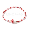 Mushroom Lampwork & Glass Seed & Brass Beaded Stretch Bracelets for Women BJEW-JB09272-4