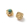 Brass Pave Synthetic Turquoise Rhombus Multi-Strand Links KK-B129-26A-01G-2