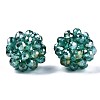Electroplate Glass Round Woven Beads X-GLAA-T024-01A-2