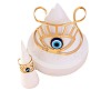 Hollow Out Evil Eye Alloy Resin Cuff Bangles & Cuff Rings & Stud Earrings Sets FS-WG3F92B-01-4