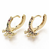 Brass Micro Pave Colorful Cubic Zirconia Dangle Hoop Earrings EJEW-S208-074-3