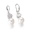 Shell Pearl Dangle Earrings EJEW-G263-11-3