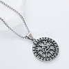 Vintage 304 Stainless Steel Pirate Rune Viking Compass Pendant Necklaces for Men Women AZ8972-1