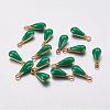 Antique Golden Plated Brass Enamel Teardrop Charms KK-Q571-01F-1