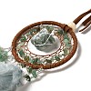 Natural Green Aventurine Chips Woven Net/Web with Feather Pendant Decoration WICH-PW0001-39D-3