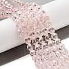 Misty Rose Color Faceted(32 Facets) Round Glass Beads Strands X-EGLA-J042-6mm-19-5
