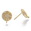 Brass Micro Pave Cubic Zirconia Stud Earring Findings X-KK-T056-05G-NF-2