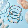 3Pcs 3 Styles Starfish & Turtle Synthetic Turquoise Braided Bead Bracelet Sets BJEW-JB10348-2