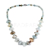 Natural Flower Amazonite Round & Cone Beaded Necklaces NJEW-N064-03J-1