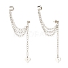 304 Stainless Steel Safety Chains Dangle Stud Earrings with Ear Cuff EJEW-JE04923-01-3