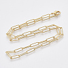 Brass Round Oval Paperclip Chain Necklace Making MAK-S072-04A-G-2