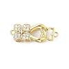 Brass Micro Pave Clear Cubic Zirconia Interlocking Clasps KK-U059-16G-1