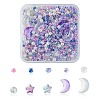 12Pcs 4 Style Moon & Star Transparent Spray Painted Glass Beads GLAA-FS0001-67-1